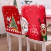 Pokrywa krzesła 2PCS świąteczna okładka świąteczna łosie lalki domowe jadalnia festiwal świąteczny ślub el wystrój