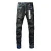 Men's Jeans Purple Brand American High Street Heavy Industries Handmade Black Oil Paint 9051 2024 Fashion Trend Quality