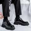 Dress Shoes Men Business Casual Platform Thick Sole Lacquer Leather Elevator Male Streetwear Fashion Vintage Wedding