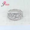 Klusterringar Stylish Women Wide Hollow Ring Clear Cubic Zircon Jewelry 925 Sterling Silver Wedding Engagement Gift