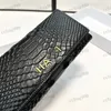 Cowhide Bifold Wallet Leather Alligator Gold Hardware Metal Lokalbokstäver Lyxig kopplingsväska Multifunktion Plånbokskort Holder Interior Dragkedja Makeup Påsar Black 19cm