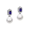 Cluster Rings S925 Silver Earrings 12mm Pearl Fashionable And Versatile High Grade Earring Jewelry