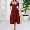 Sukienki swobodne letnie moda kobiety luźne patchwork boho elegancka sukienka duża impreza o nokół w kratę pół rękaw