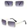 Lunettes de soleil 2023 Lunettes de soleil rétro femmes marque concepteur sans monture dégradé lunettes de soleil mode nuances coupe lentille dames sans cadre lunettes 240401