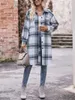 Women's Knits Women S Oversized Plaid Flannel Shacket Jacket With Hood Button Down And Lapel Collar - Stylish Long Sleeve Shirt Coat For