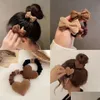 Hair Rubber Bands 30Pcs / Lot Bandes de caoutchouc de cheveux Automne Hiver Style coréen Café Kaki Coiffe P Femmes Bowknot Pin Femelle Cravate J Dhs6Q