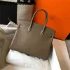 BK Platinum Leather Designer Handsbags Women Luxurys Cowneck Togo Taille 25 30 35 Elephant Grey Sac Gold Silver