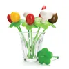 포크 10pcs 가정 과일을위한 꽃 모양 창조적 인 플라스틱 과일 막대기 벤토