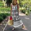 Basic Casual Dresses Women Summer Beach Sundress Vintage Vestidos Print Strap Dress Boho Style Big Swing Holiday Maxi Female yq240402