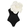 Blumen-Einteiler-Badeanzug, Damen-Bademode, Monokini-Body, weißer Badeanzug, Badegürtel, Strandkleidung, Sommer 240401
