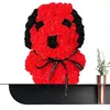 Dekorativa blommor Valentine Rose Dog Bear Flower Artificial With Cute Pug Design Roses Women Gifts Formar Riktigt utseende figur