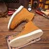 Boots Nubuck Flats Outdoor Shoes Lace Up Round Toe Goodyear Welted Short Real Leather Men Safety Slip Resistant Tan Ankle Work