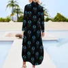 Casual Dresses Night Day A-Line Dress Chiffon Retro Women Long Sleeve Korean Fashion V Neck Custom Oversized