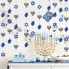 파티 장식 해피 하누카 (Hanukkah)는 드레 델 메 노라 (Dreidel Menorah) 육각형 유대인 페스티벌 스 트리머와 함께 화장