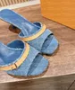 Mulheres 10A Top Quality Classic Denim Designer Sandálias Luxo Moda Salto Alto Praia Sandália Verão Marca Sapatos Casuais Mais Recente Vestido Sandel Tamanho 35-41 Com Caixa