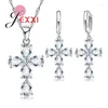 Necklace Earrings Set Women Water Drop Crystal Statement Necklaces Dangle Fashion 925 Sterling Silver Wedding Jewelry