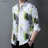 Hommes Plus T-shirts Polos Homme Hiinan Vêtements Automne Fleurs Impression Chemises Mâle Mode Robes Florales À Manches Longues yq240401