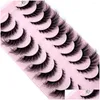 False Eyelashes 10Pairs Cat/ Faux Mink Winged End Eye Elongated Fake Lashes Soft Natural Long Fl Strip Drop Delivery Health Beauty Mak Dhsfw