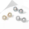 Studörhängen FXLRY S925 Silver Needle Zircon Pearl Design Sense Shell For Women Wedding Bride Jewelry
