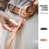 Bälten Maden Retro Leather Belt Casual version Double Loop Metal Buckle Decorative Strap Lämplig för kvinnors denim Fashion Q240401