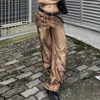 Женские джинсы, винтажные гранж-тай-дай Y2K, женские эстетичные джинсовые брюки Fairycore 2000-х годов, прямые брюки с градиентом, одежда