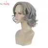 Wigs xi.Rocks 3839 Film 80 per Brady Grandma Cosplay Hair 33cm Grey Grey Short Heat Resistente alla fibra parrucca in fibra resistente