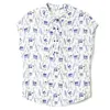 女性用ブラウスシャツ100％シルクレディングプリントシャツルーズトップエレガントレディース半袖シャツ2024夏の女性カジュアルシャツl240328