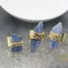 Pierścienie klastra 1PCS Nieregularny naturalny Kyanite, regulowany pierścień Raw Blue Stone Prosty urok biżuterii Prezent rocznicowy