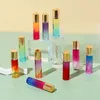 Storage Bottles 10Pcs 10ml Gradient Color Refillable Glass Essential Oil Roller With Metal Ball For Fragrance Perfume Dropper