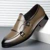 Chaussures habillées pour hommes en cuir véritable décontracté mode brevet moine rue cool mocassins à enfiler