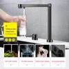 Kitchen Faucets ASRAS Three-In-One Independent Switch Tap Black Sink Faucet Lifting And Cold Water Filter Taps