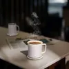 Hurkins Smug, jusqu'à 150 Fahrenheit (environ 65 degrés Celsius) avec tasse chauffante à café et couvercle en PCTG, tasse auto-chauffante avec fonction de chargement sans fil,