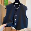 Women's Vests Vest Design Loose Casual Buttons Short Outer Sleeveless Camisole Clip Cardigan Women