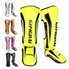 Ett par högkvalitativt PU-läderboxning Shin Guards ankelskydd MMA Muay Thai Training Leg Warmers Light Sparking Shin Pads 240322