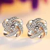 Stud Earrings Chic Bride Wedding With Brilliant Cubic Zirconia Silver Color/Gold Color Fashion Contracted Women Jewelry