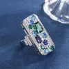 Cluster Ringen Vinregem Lab Gemaakt Kleurrijke Saffier Edelsteen Hyperbool Vintage Vrouwen Ring Cadeau Verjaardag Cocktail Fijne Sieraden Groothandel