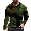 Men's T Shirts Leisure Autumn And Winter Seasons Fashion European Size Long Sleeve T-shirt Color Camuflaje Print Tees Round Neck Tops