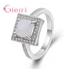 Bagues de cluster Haute Qualité Femmes Femme Party Bijoux Accessoires 925 Bague en argent sterling avec opale carrée en gros