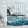Shower Curtains Cartoon Ocean Wave Curtain Mediterranean Sea Navigation Abstract Creative Theme Kid Bathroom Waterproof Screen Home Decor