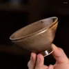 Jingdezhen – service à thé en céramique Antique, Imitation bois de chauffage fait à la main, tasse principale de thé, grand Type de chapeau en bambou Zen japonais