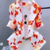 Womens Suits Blazers Floral Print Sunsn Slim Cardigan Thin For Women Coat Elegant Three Quarter Office Lady Autumn Jacket Drop Deliver Dhzhj