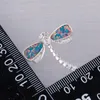 Hänghalsband Dragonfly Teal Blue Fire Opal CZ Sier Plated Jewelry for Women Necklacependant Necklacespendant Drop Delivery Pendan DHXCI