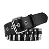 Bälten Womens Belt Punk Bullet Rivet Bolt Imitation Leather Belt Black Jeans Hip-Hop Rivet Belt Q240401