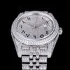 Caja de acero inoxidable con diamantes de alta calidad, movimiento mecánico, pulsera para hombre, conjunto de reloj de lujo para mujer