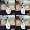 Alloy Top Natural Blue Light Moonstone Stone Pendant Jewelry for Women Lady Men Love Gift Crystal Sier Chains 16x9x5mm Beads AAAAA D DH6W2