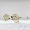 Solglasögon 2024 Runda små kvinnor Brand Designer Circle Gradient Mirror Sun Glasses Female Metal Frame Cool Eyewear Chain