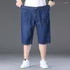 Men's Jeans Plus Size 48 50 150KG Denim Short Men Casual Thin Fashion Summer Pants Elastic Loose Straight Big Large 5XL 6XL 7XL