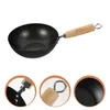 Pans Flat Bottom Wok Round Frying Kitchen Cookware Accessories Cooking Wrought Iron Pot Work Small For Gas Stove