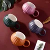 Mugs 280ML Round Shaped Pumpkin Design Ceramic Coffee Cups Large Handle Office Water