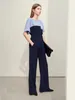 Women's Two Piece Pants Amii Minimalism 2024 Summer Spliced Loose Chiffon Shirt With Belt Casual Wide-leg For Women Trendy Clothing 12442074